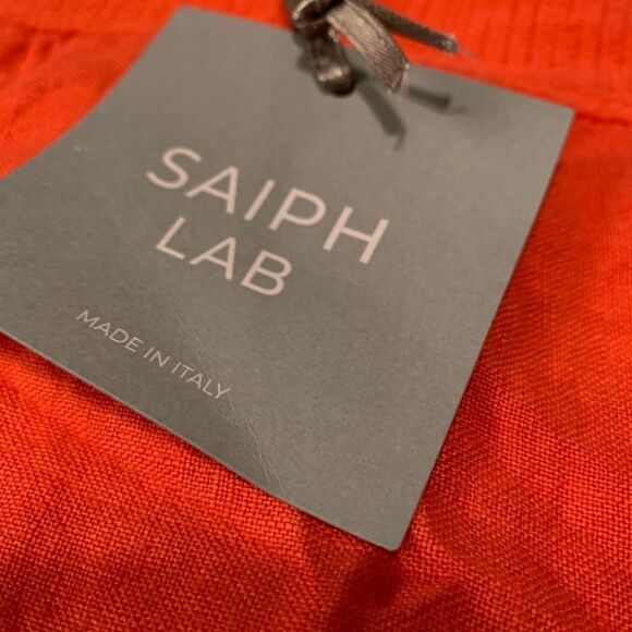 New Saiph Lab Womens Orange 100% Linen Shirt Plus Size 3X Top Made Italy - Picture 3 of 7